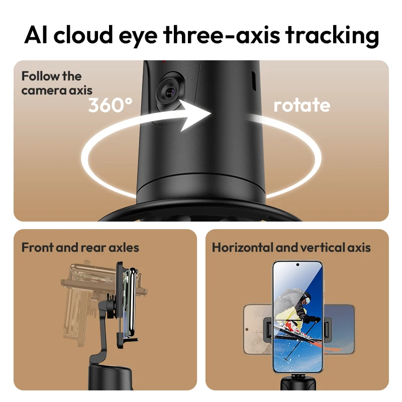 New Al Intelligentface Tracking Handheld Gimbal 360°Rotation Selfie Stick for iPhone 17 Samsung Xiaomi Record Life Phone Holder