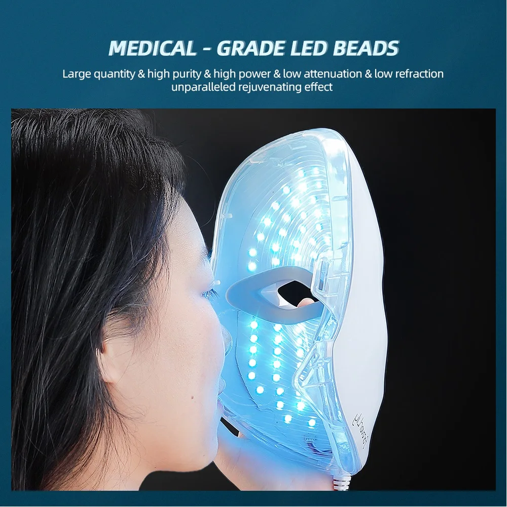 7 Colors LED Facial Mask Skin Rejuvenation Phototherapy Face Care Anti Acne Whitening Anti-Wrinkle