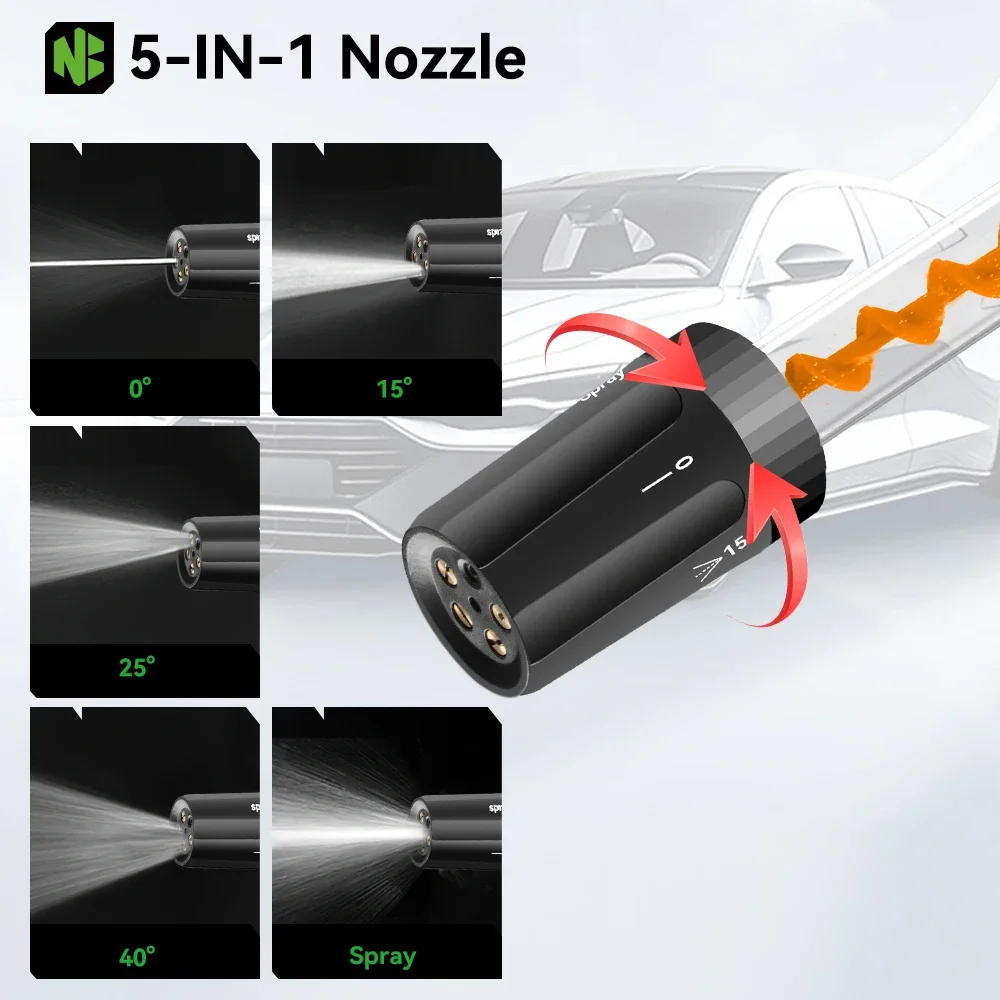 220Bar Brushless High Pressure Power Car Washer Gun 3 Gears Cordless Garden Clean Spray Gun For 21V 18V Battery
