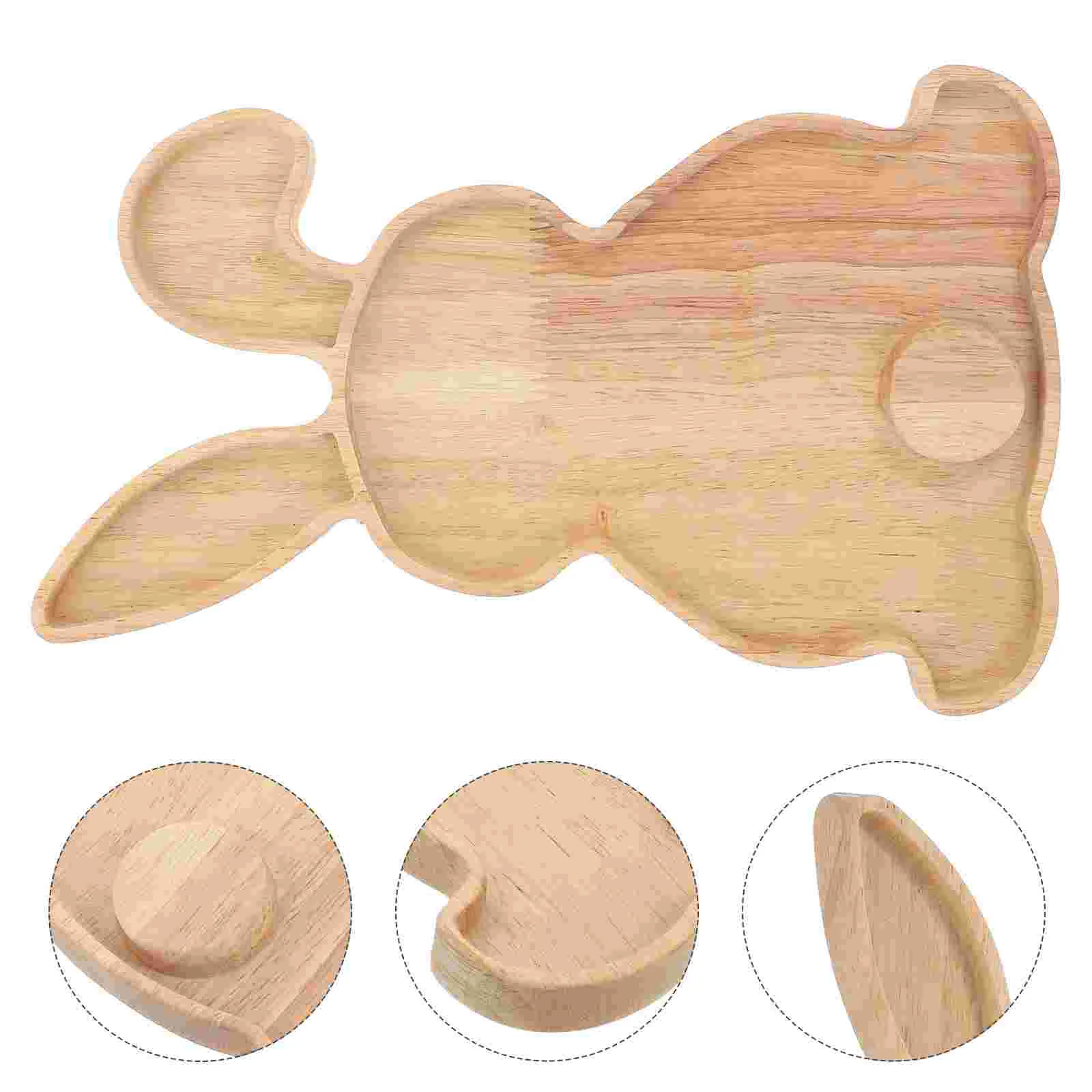 Rabbit Tray Easter Bunny Plate Wood Cover Fruit Serving Wooden Delicate Decorative 3