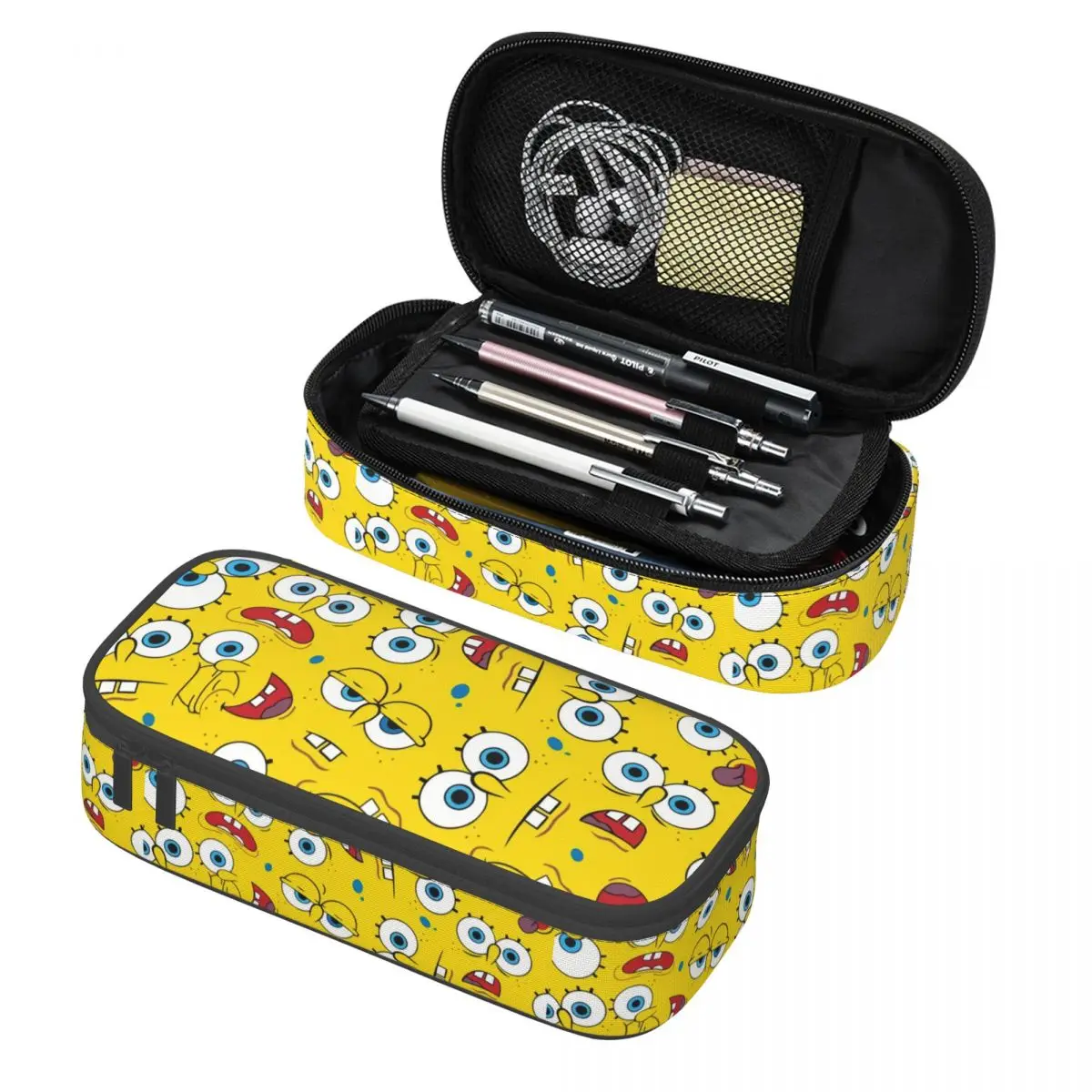 Anime SpongeBobs SquarePantss Comedy TV Cartoon Pencil Case for Boys Gilrs Large Capacity Pen Box Bag School Supplies