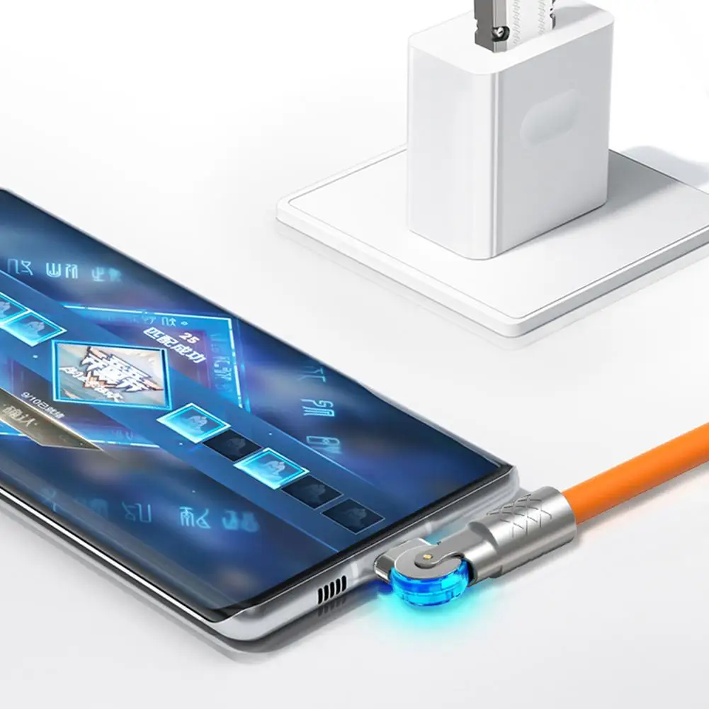 120W 6A 실리콘 케이블 USB C 충전기 케이블 iPhone 14 13 12 11 Pro Max Mini 180 회전 초고속 충전 유형 C 와이어 코드