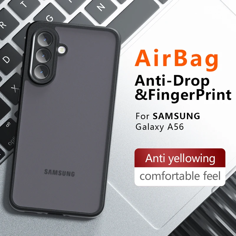 Shockproof Frosted Matte Case with Anti-Fingerprint Transparent Cover