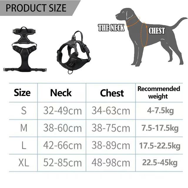 Dog Harness for Dogs No Pull Chest Harness Dog Traction Medium Dog Vest Adjustable Padded Vest Breathable with Reflective Tape 2
