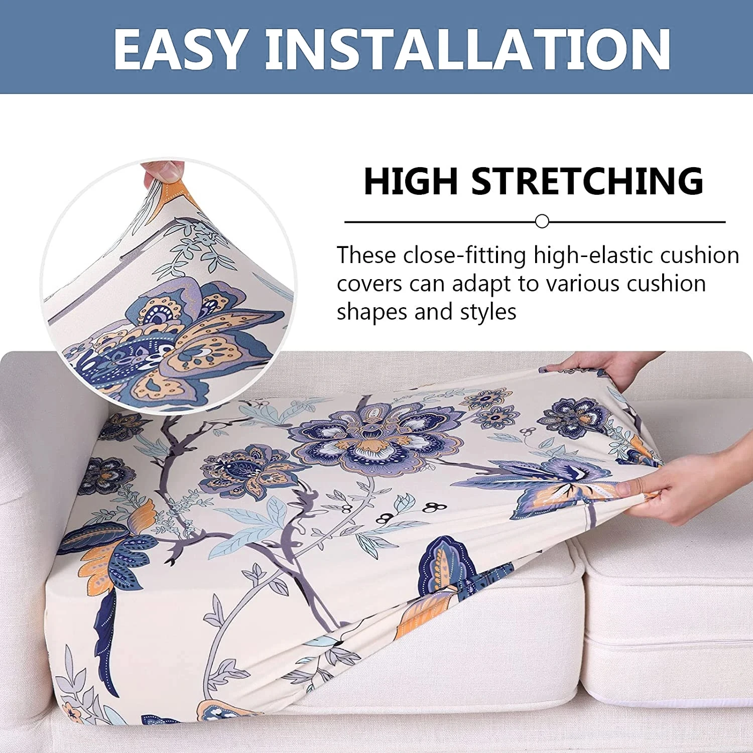 Printed Sofa Couch Cushion Covers Replacement Chair Cushion Covers Stretch  Sofa Seat Cover Furniture Protector Sofa Slipcover Soft Flexibility with  Elastic Bottom