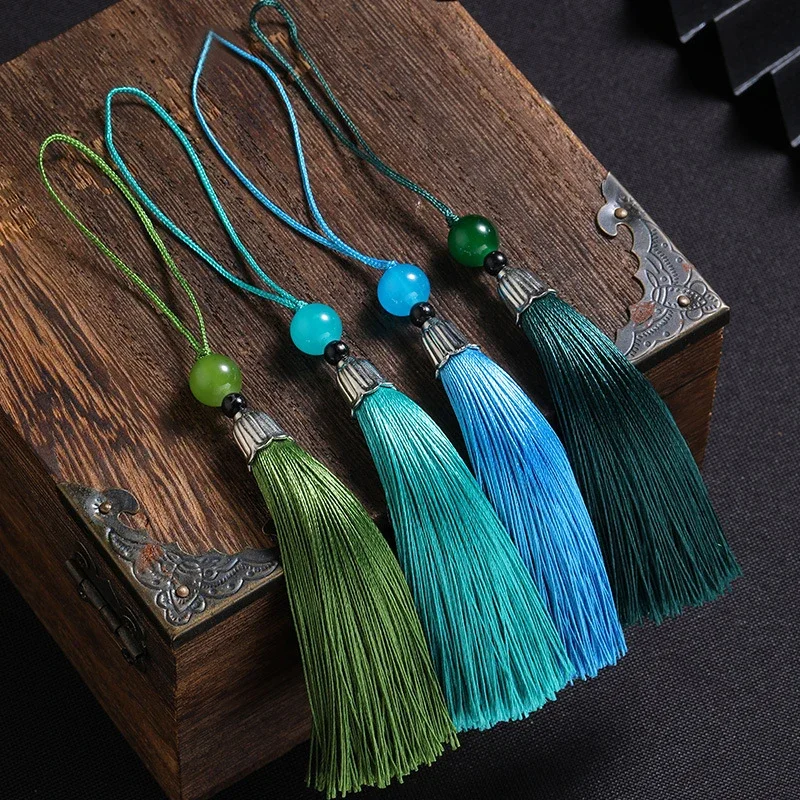 Tassel Fringe 10Pcs Tassels Silky Handmade Soft Tassels Jade Bead DIY Craft Jewelry Car Key Chain Decor Pendants Smooth Fringe Trim