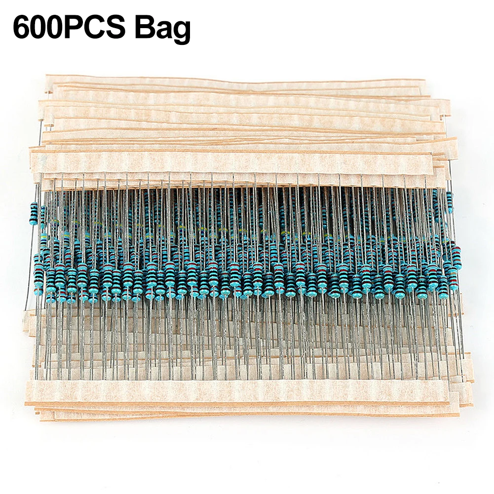 300/600개 금속 필름 저항기 모음 세트 10R-1M 저항 1% 1/4W 금속 필름 저항기 팩 모듬 키트 30종