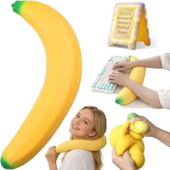 Banana Squishy, Jumbo Squishy Banana Giant Big Realistic Bananas Moldable Soft Squishys Slow Rising Stress Ball for Anxiety Stress Party Favor for Adults (18IN Banana) 1