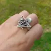 witch Handmade Dainty Vintage nature magic moon skull mushroom ring 4