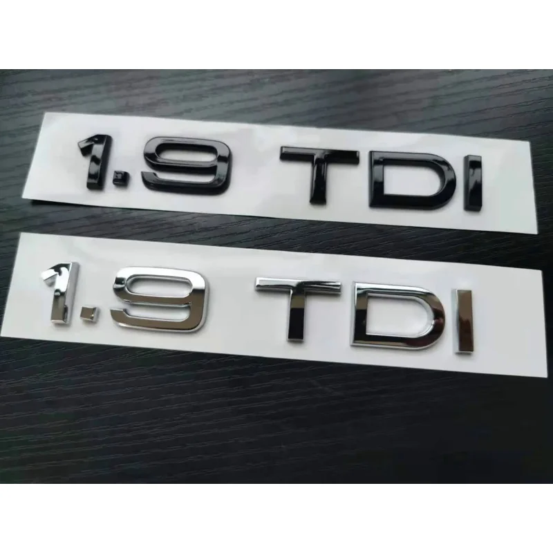 

1X Chrome glossy black ABS 1.9 TDI Car Body Rear Trunk Emblem Badge Sticker for Audi Accessories