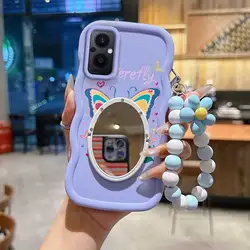 Cartoon Butterfly Phone Case Set with Lanyard & Stand - 3 Piece Bundle for OPPO Reno8 Z (PURPLE)