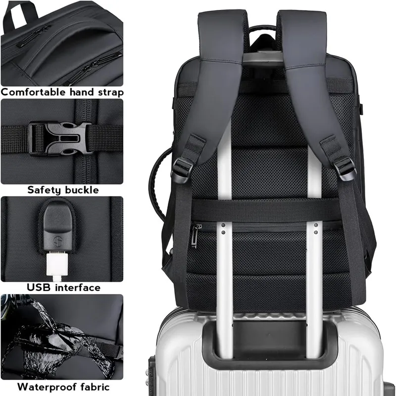 40L Expandable USB Travel Backpack Flight Approved Carry-On Bag for Airplanes Water-Resistant and Durable Fits 17-Inch Laptop 5