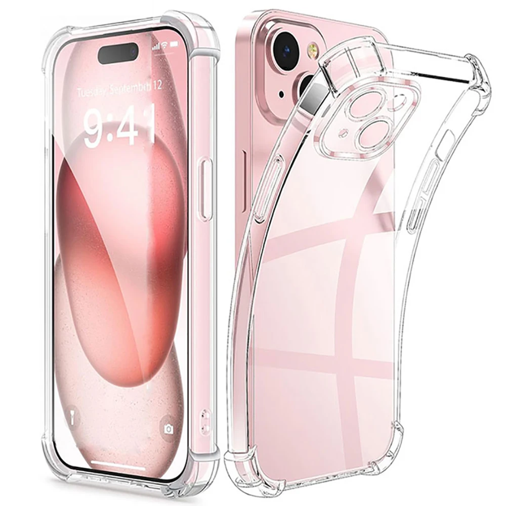 Shockproof Silicone Clear Phone Case with Lens Protection