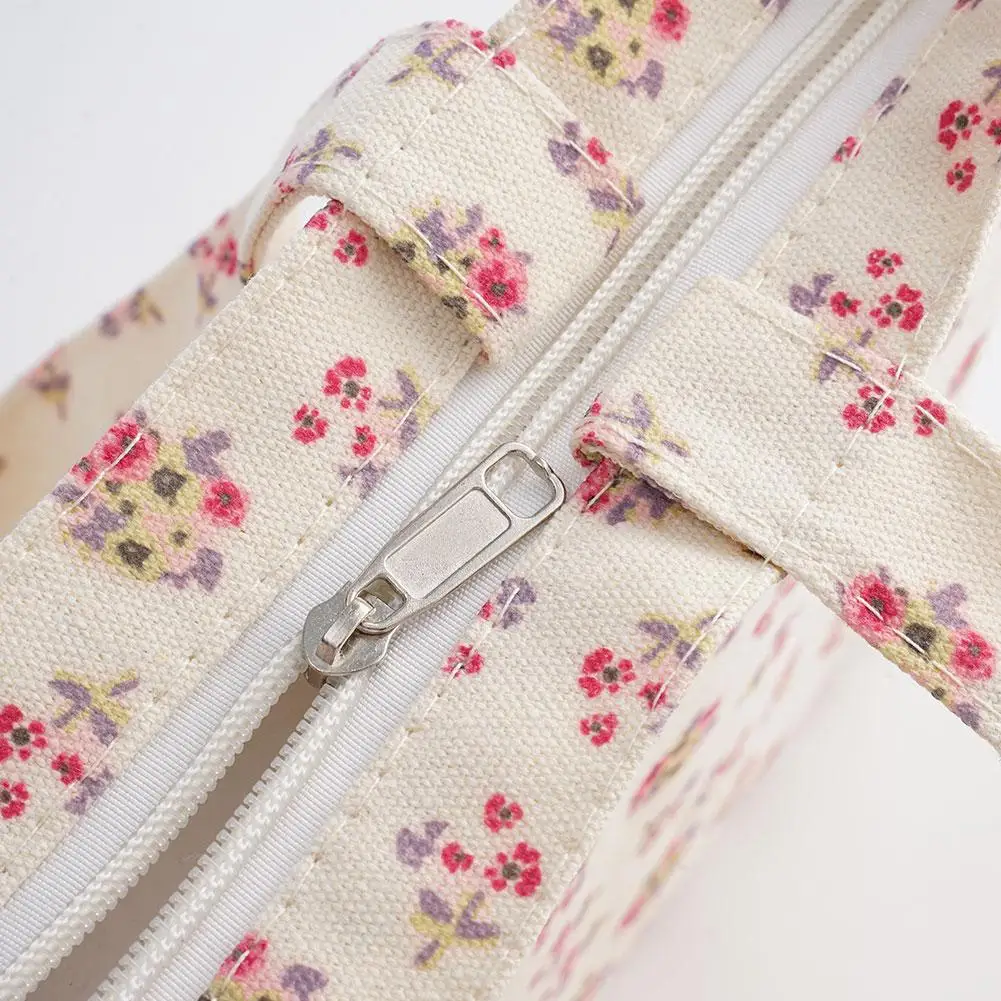 New Korean Large Capacity Floral Canvas Tote Bag Mori Floral Shoulder Bag Unique Design For Women Casual Outfit Model I8F0