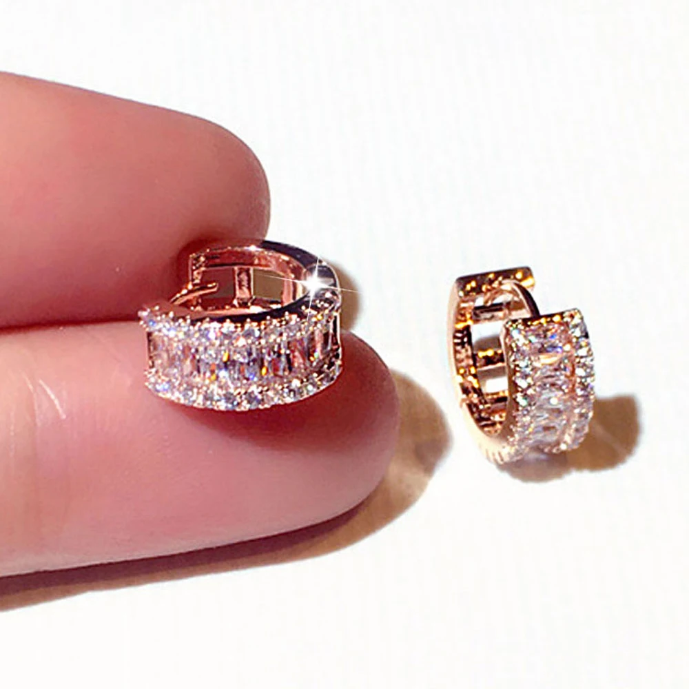 Studded Earrings Round Super Micro Inlaid Rhinestone Temperament Women Wedding Pendant Jewelry