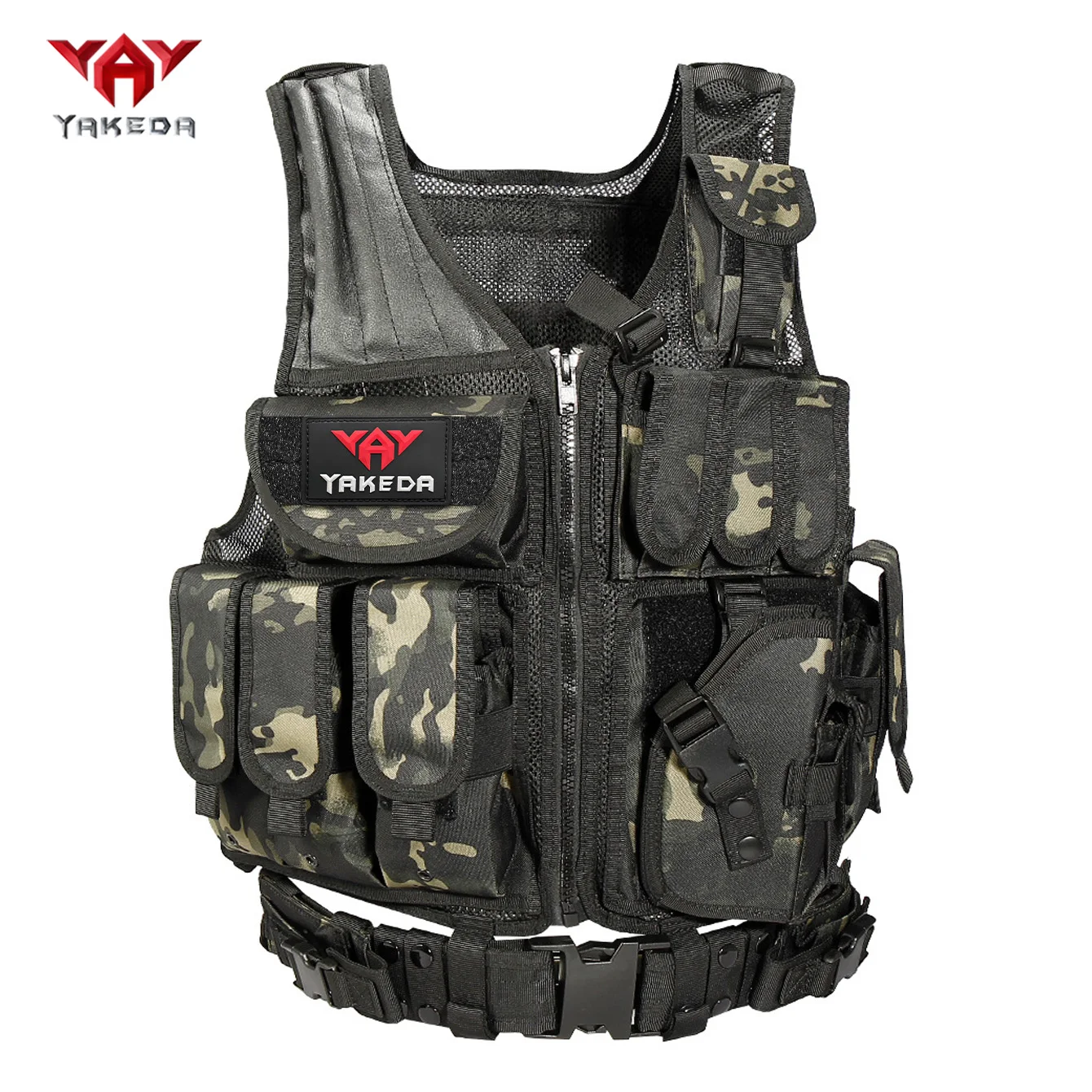 YAKEDA High Strength Wear-Resistant Tear-Resistant Mesh Breathable Hunting Vest Double-Layer Tear-Resistant Fabric