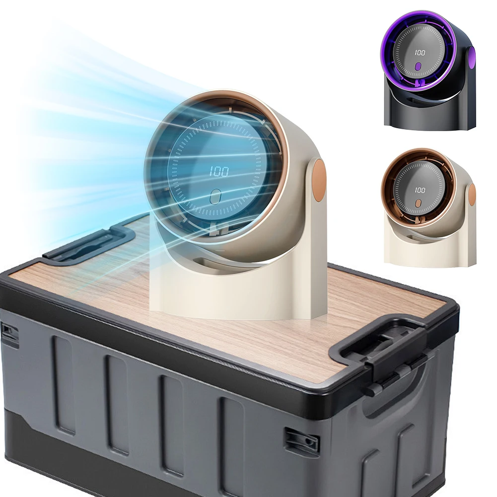 100 Level Desktop Cooling Fan USB Rechargeable Electric Personal Fan Digital Display Wall Mount Turbo Fan for Home Office