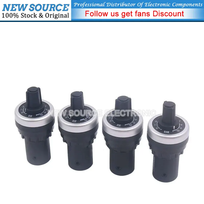 Potentiometer multiturn potentiometer linear potentiometer rotary potentiometer trimmer potentiometer 1PCS LA42DWQ-22 1K 2K 5K 10K 20k 50K 500k 22mm Diameter Rotary Converter Governor Inverter Resistance Switch