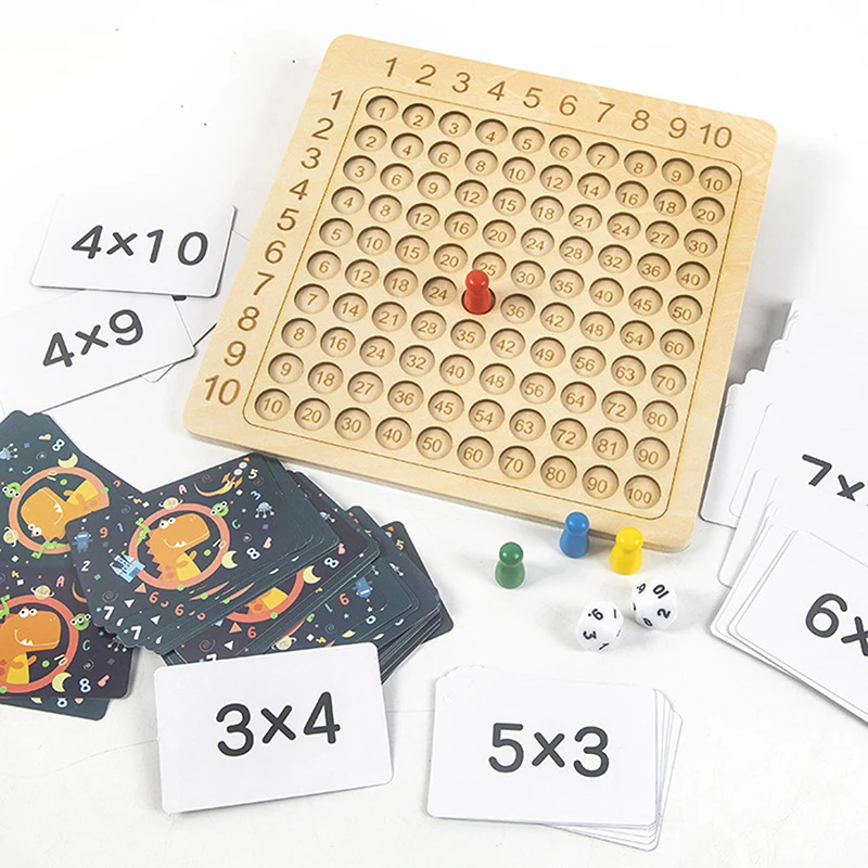 Wooden Montessori Multiplication Board Game Kids Learning Educational Toys Math Counting Hundred Board Interactive Thinking Game educational toys board games math toys learning board toy