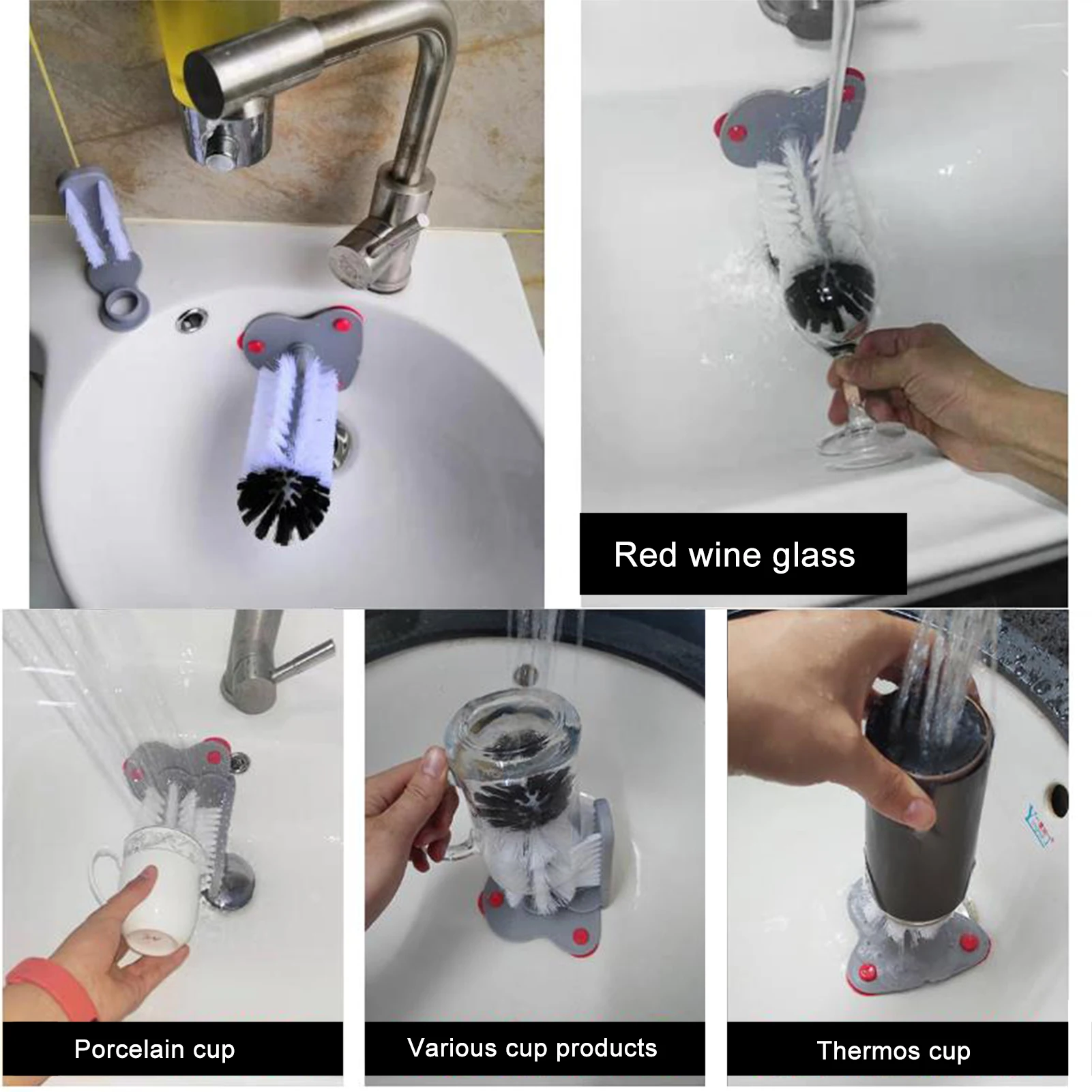 360° Easy Glass Cleaning Brush, Bottle Water Washer Cleaner