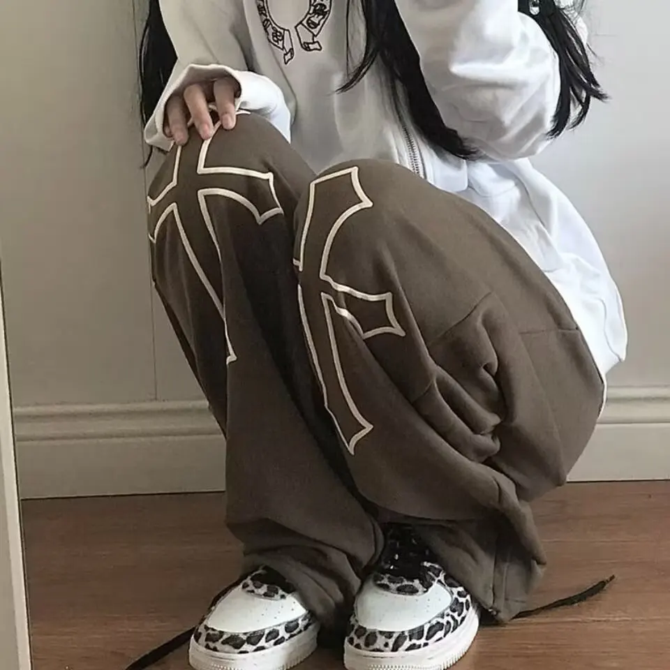 Black wide leg pants spring and summer slouchy sports pants American high waist slouchy mops slouchy casual pants 5