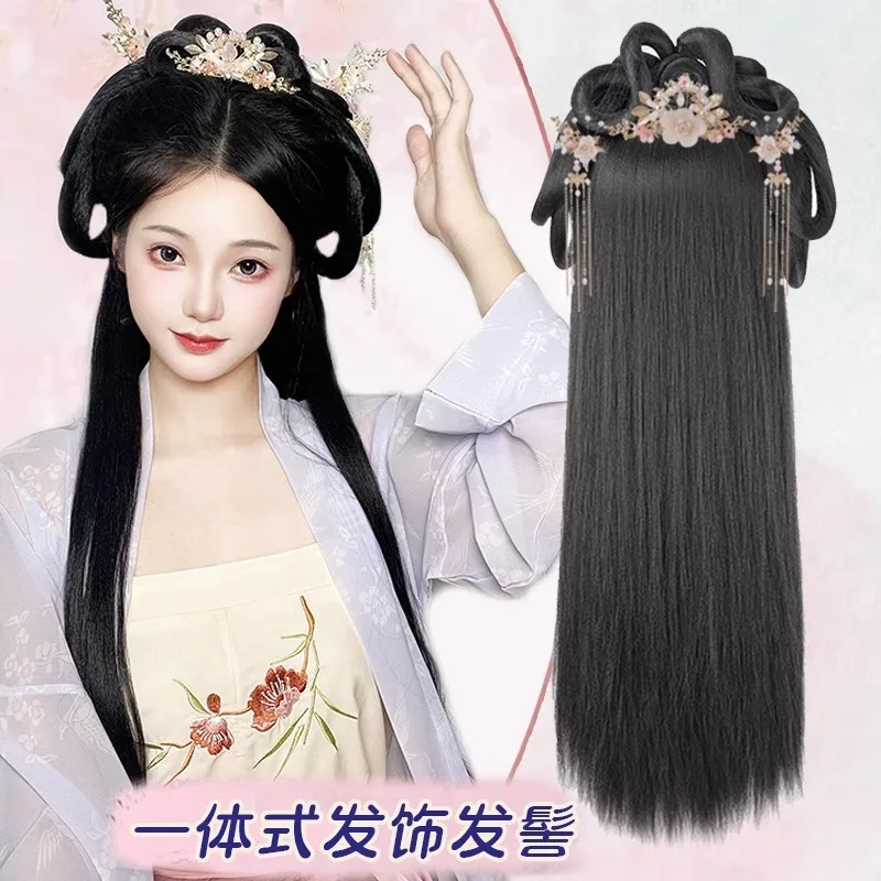 Hanfu Chignon One-Piece Lazy Hairstyle Hairband Decoration Ancient Style Manufacturing Type ancient chinese emperors white dragon jade seal emperor solemn jade signet yuxi decoration exquisite custom made jade stamp