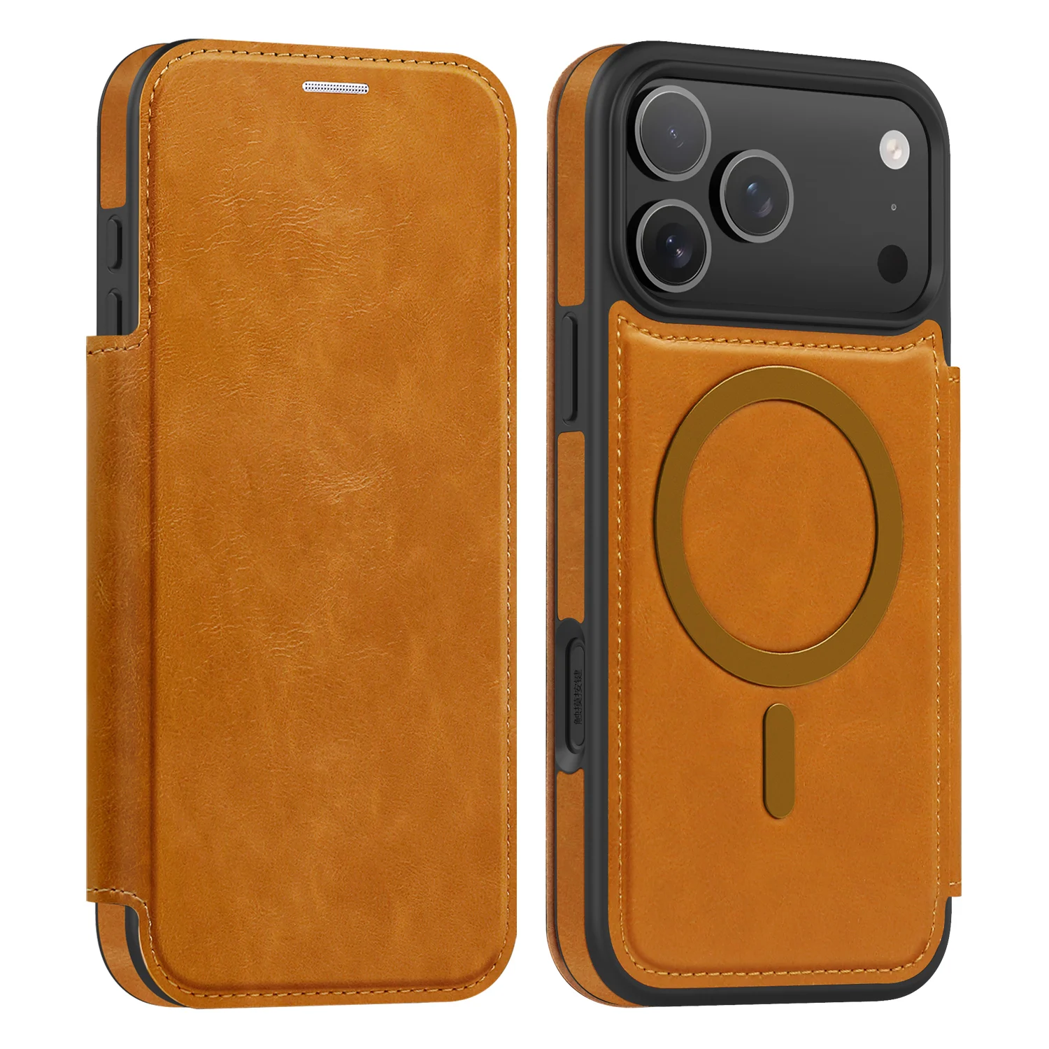 Premium Business Leather Flip Case with Magnetic MagSafe and Built-in Card Slot
