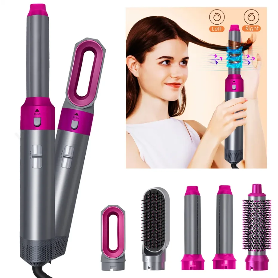 

Hair Dryer Brush 5 In 1 Electric Blow Dryer Comb Hair Curling Wand Detachable Brush Kit Negative Ion Hair Curler Curling Iron