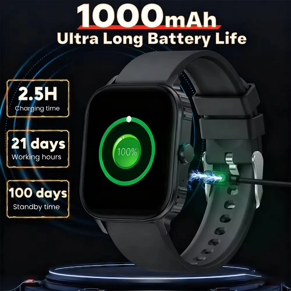2026 1000mAh Large Battery 2026 New 2.04" HD Display Health Monitor Smart Watch Bluetooth Call IP68 Waterproof Sports Smartwatch 6