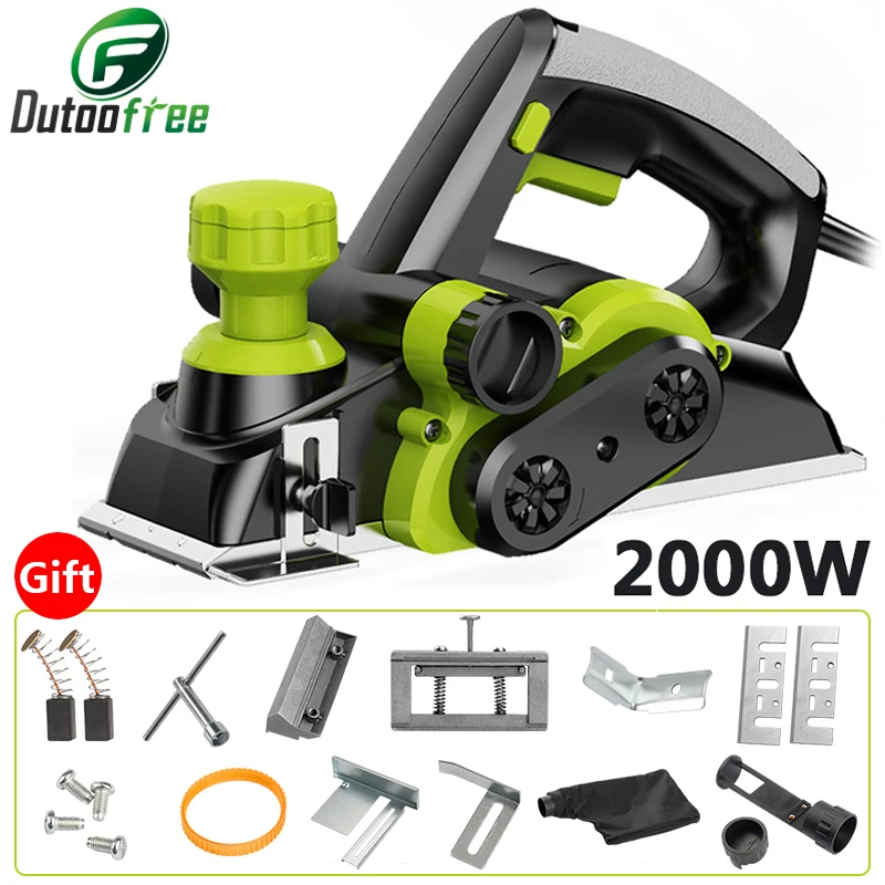 

220V Electric Hand Planer 2000W 13000RPM Wood Cutting Power Tools 0-2mm Adjustable Cut Depth Planer Woodworking Planer Kit