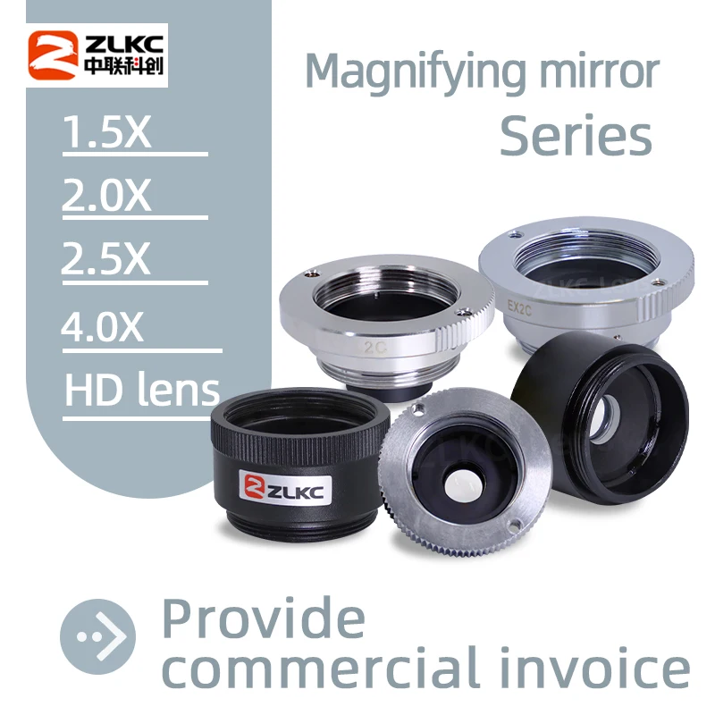 Zlkc-lupa Óptica Ex2c 1.5x 2x 2.5x 4x fa Lente Industrial c Montagem Teleconversor Visão Máquina tv Extender Zoom Câmera Cctv