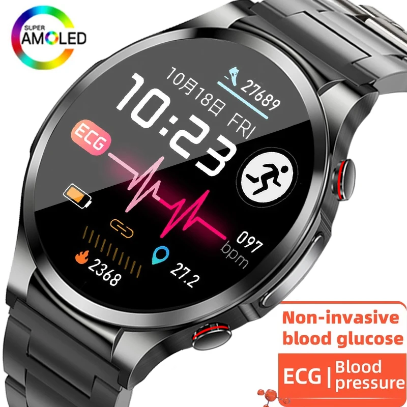 

2023 Non-invasive blood glucose Smart Watch Men ECG+PPG Health Heart Rate Blood Pressure Sport Smartwatch Women Glucometer Watch