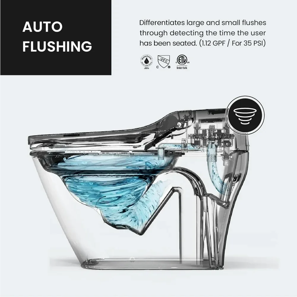 Smart Toilet, One Piece Integrated Toilet with bidet built-in, Auto Open/Close Lid, Auto Dual Flush, Heated Seat, Toilet Smart 2