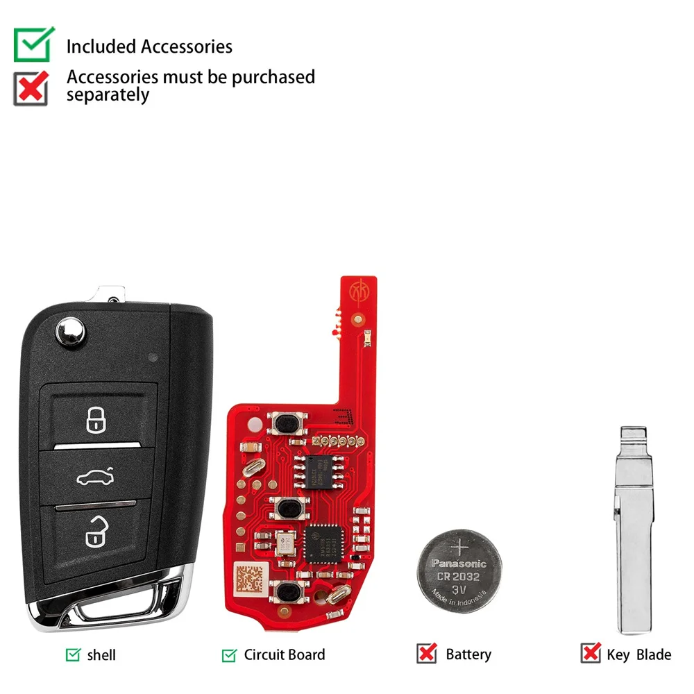 1 Pieces Xhorse XKMQB5EN VVDI 2nd Generation Wire Remote Key MQB Type 3 Buttons Supports Wireless Programming
