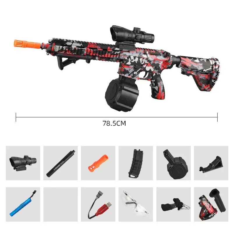 M416 Toy Gun 7.4V High-speed Burst Gel Ball With Orange Plug And Double Magazine For Outdoor Interactive Parent-child Games. 6