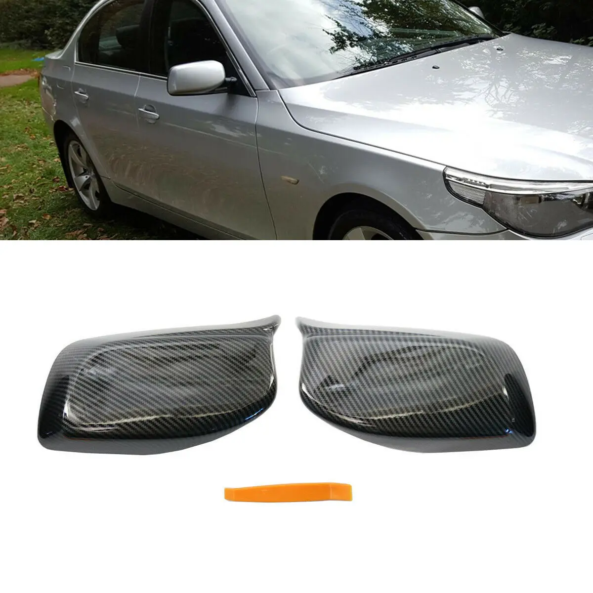 

Carbon Fiber M-Style Side Rearview Mirror Cover Caps For BMW E60 E61 2003-2007