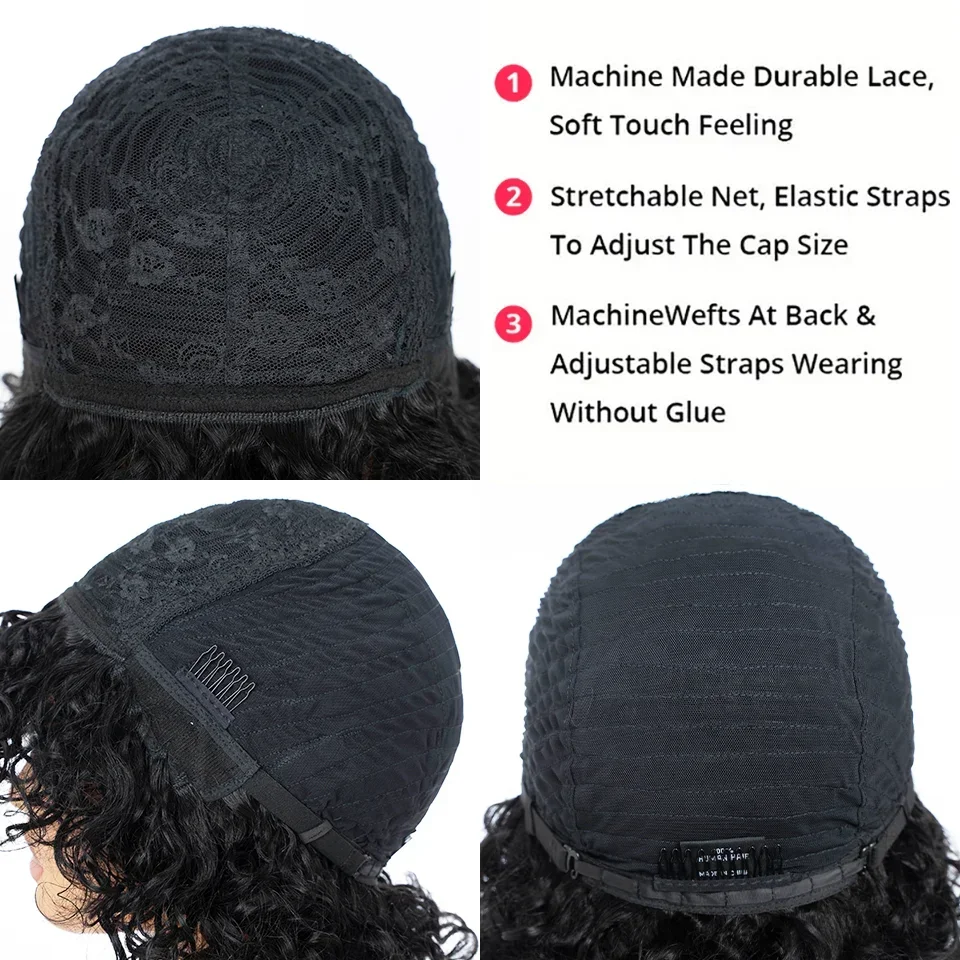 Human Hair Wigs Remy Forte Short Curly Bob Wigs Human Hair Full Machine Made Bob Wigs Brazilian Hair Natural Black Glueless Human