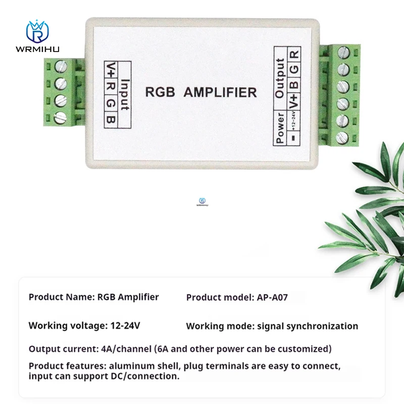 RGB LED 앰프 컨트롤러, 알루미늄 쉘 신호 리피터, 스트립 라이트 테이프 컨트롤러, 고속, DC 12V, 24V