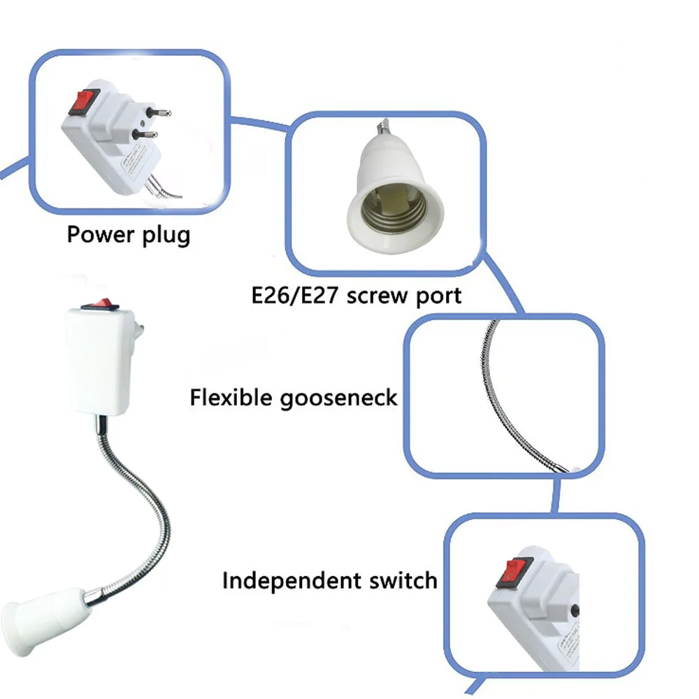 E27 Flexible Bulb Light Expansion Adapter Converter Power Socket Screw Lamp Wall Extend Converter Base Holder US/EU plug lamp holder,lamp bulb holder,socket converter,lamp base,lamp socket adapter,lamp socket extender,diy lighting accessories,switch socket,lamp socket tool