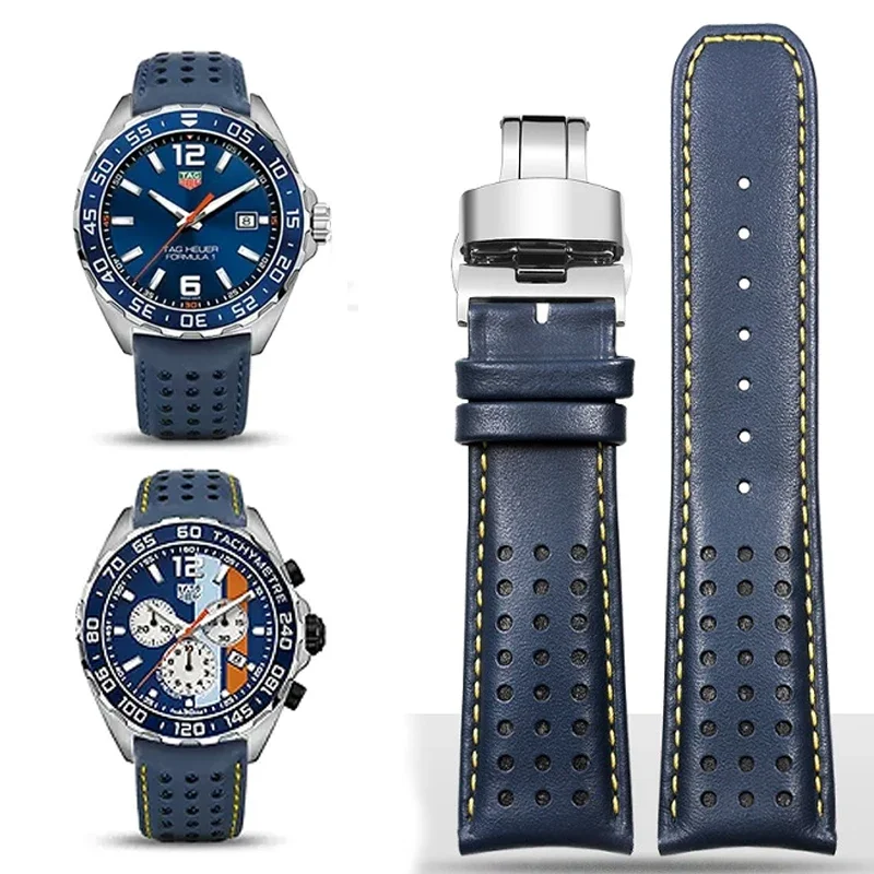 Cinturino In Vera Pelle Per Tag Heuer F1 Racing Car Series Cinturino Blu Per Mido Piloteer Wristband Bracciale Curvo 22Mm