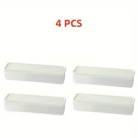 Conteneurs de stockage des aliments rectangulaires longs, boîtes de rangement de réfrigérateur réutilisables en plastique, accessoires de cuisine 4 pièces 6