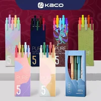 Kaco PURE Retractable Gel Ink Pen,5-Pack of Assorted Color Ink Refills,0.5mm Extra Fine Point, Coloured Glaze,School Office