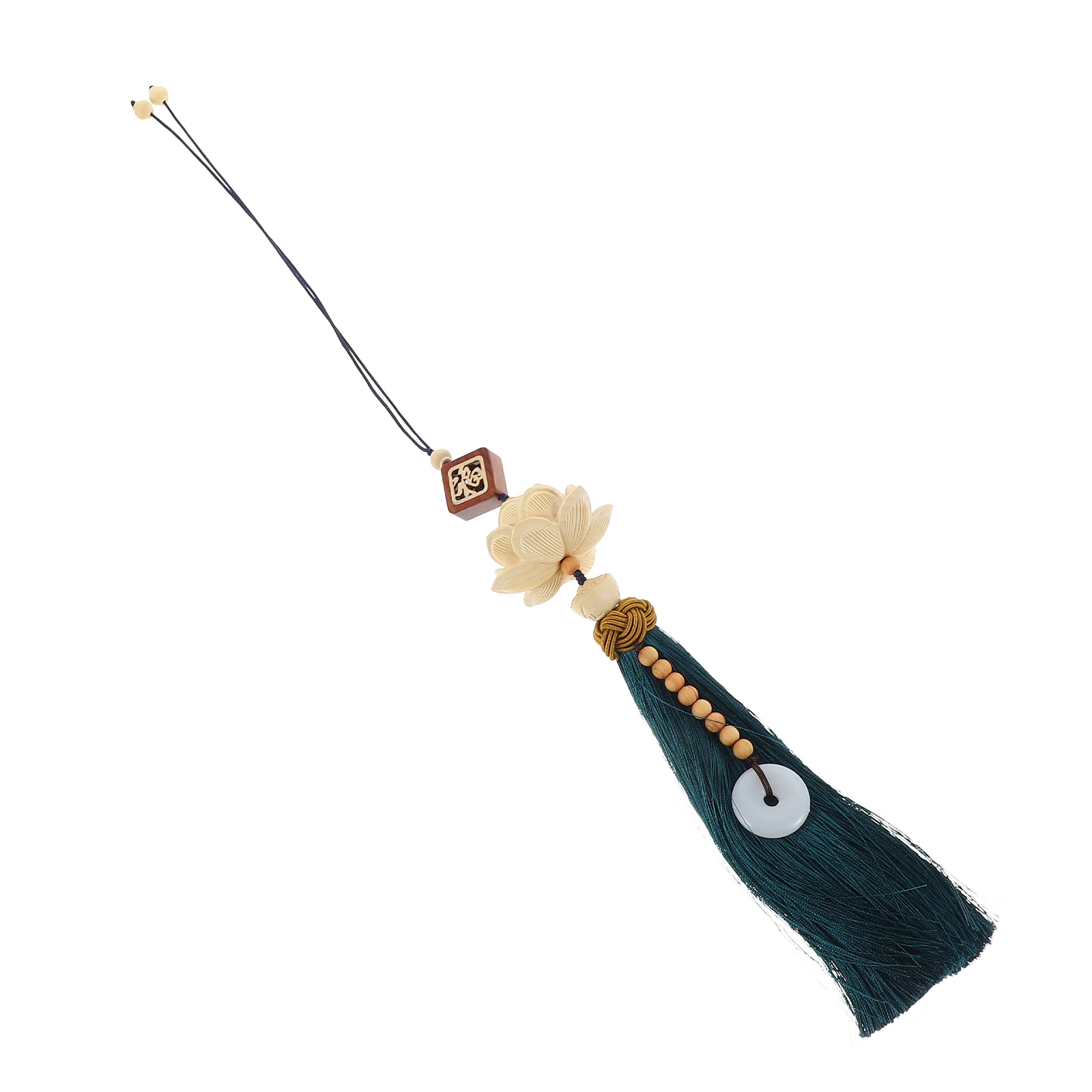 

Pendant Rearview Mirror Wood Decoration inside The Car Interior Braided Rope Lutos Shaped