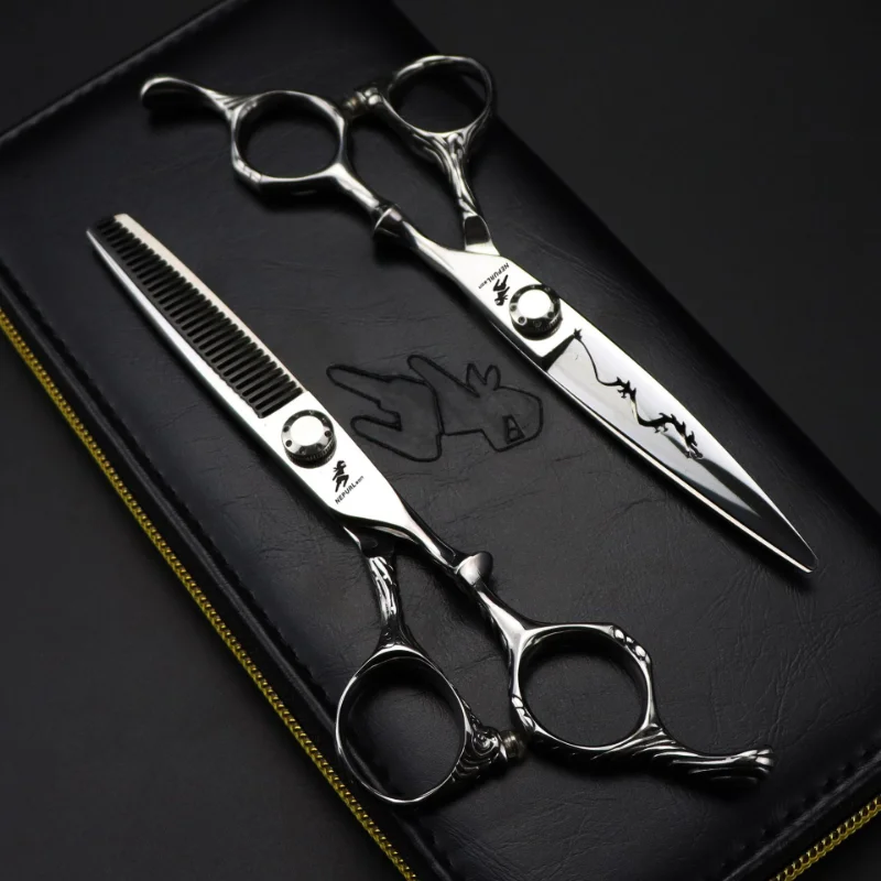 Nepurlson Professional 440c 6 Inch Upscale Dragon Hair Scissors Cutting Barber Haircut Thinning Shears Hairdresser Scissors