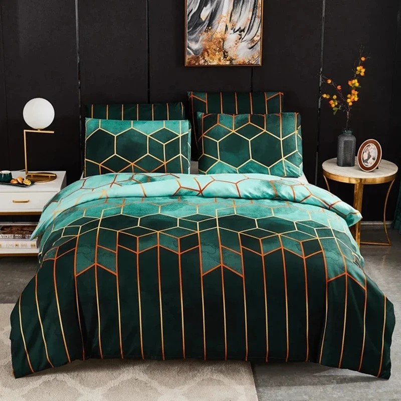 

Modern Geometric Duvet Cover Set Marble Checkered Patterned Plaid Comforter Covers Bedding Set Double Queen King Quilt Covers