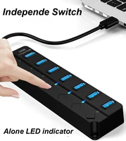 4/7 Ports USB 3.0 Hub Splitter with Switch Power indicator Provied DC 12V 2A Power and 5Gbps Data Transmit for Laptop PC Mouse 2