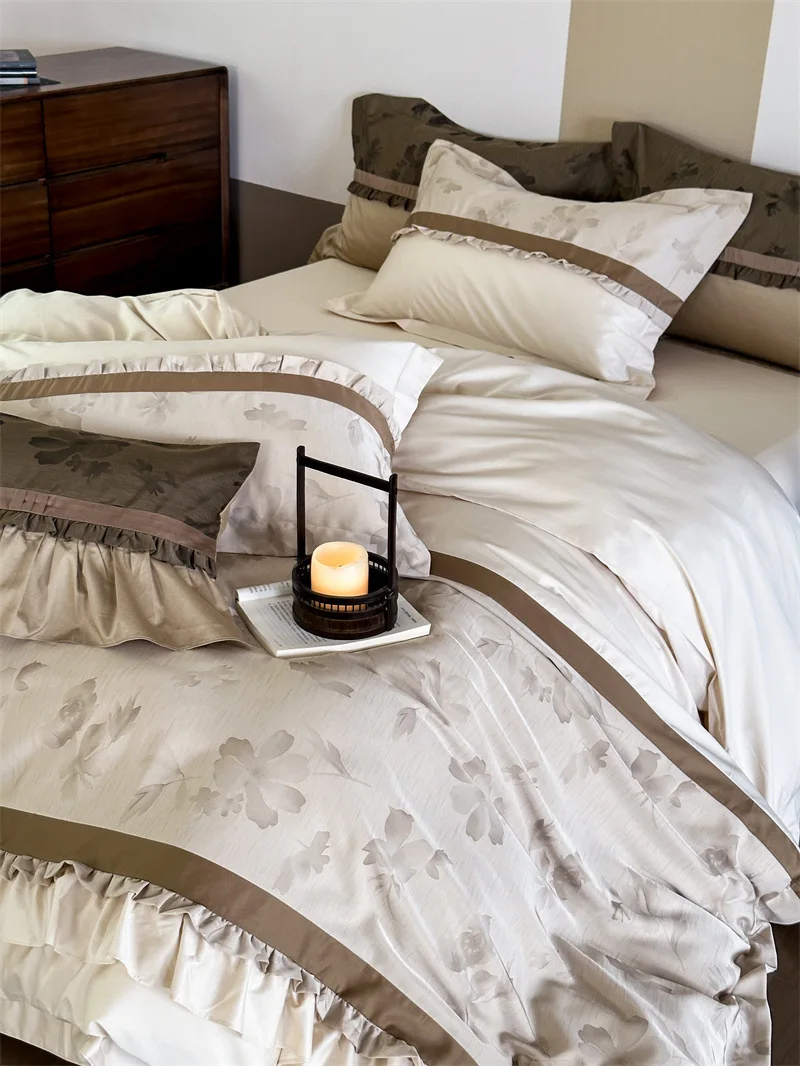 

Новый Винтажный жаккардовый Комплект постельного белья в китайском стиле из 100 ниток и четырех предметов Простыня из чистого хлопка