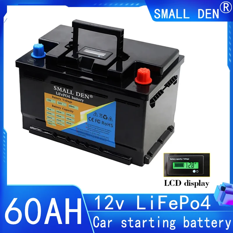 

12V 60Ah LiFePO4 battery for car starting automatic lighter power supply portable high-power 12.8V solar RV rechargeable battery