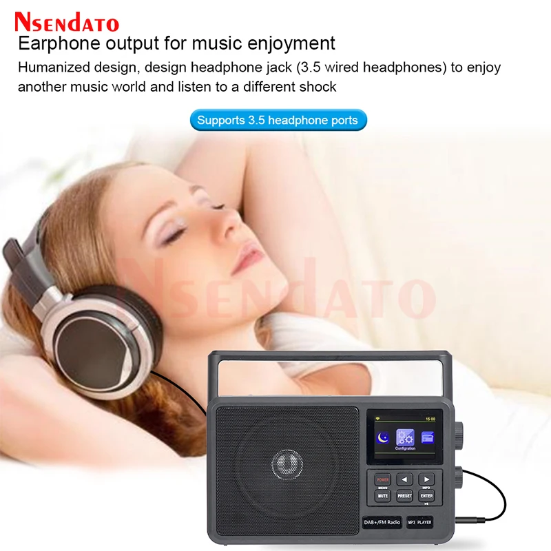 DAB FM Radio Portable with Alarm clock LCD Display Bluetooth-Compatible5.0 Digital Radio DAB FM Audio Player Receiver For USB TF