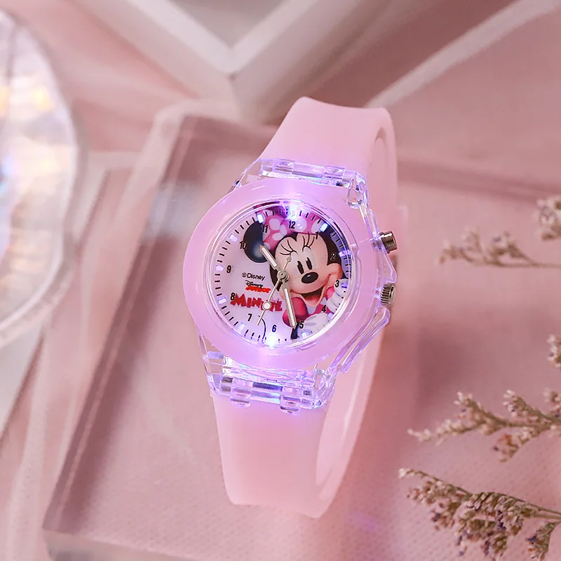 Luminous Disney Mickey Children's Watches Girls Silicone Strap 3D Cartoon Pricess Elsa Kids Quartz Clock reloj infantil ﻿ 6